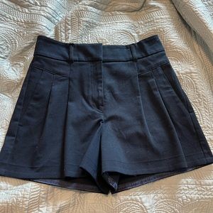 Reiss navy pleated hi rise shorts
